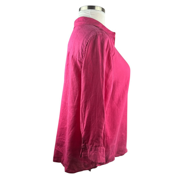 Chico's 100% Linen No Iron Button Up Shirt Pink Women's Size 3 XL 16 Lagonlook - Picture 14 of 16